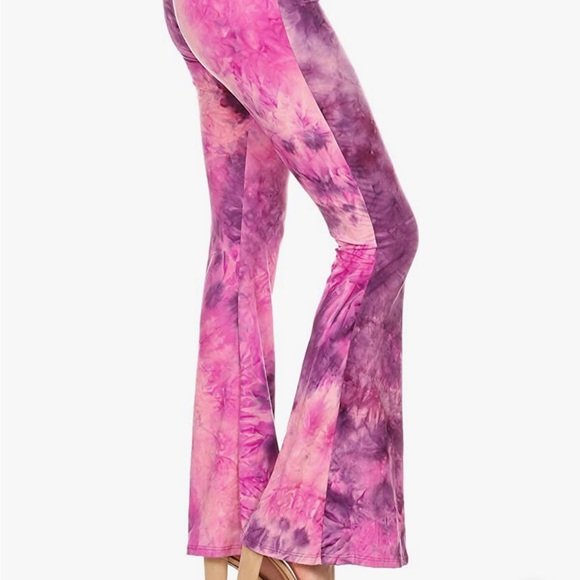 Pants - candy pink purple passion tie dye pants bell bottom flared festival rave Y2k